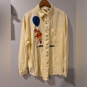 Vintage The Disney Store Winnie‎ The Pooh Button Shirt Men's Large Yellow 90s